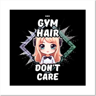 Kawaii Gym Hair Don't Care Anime Posters and Art